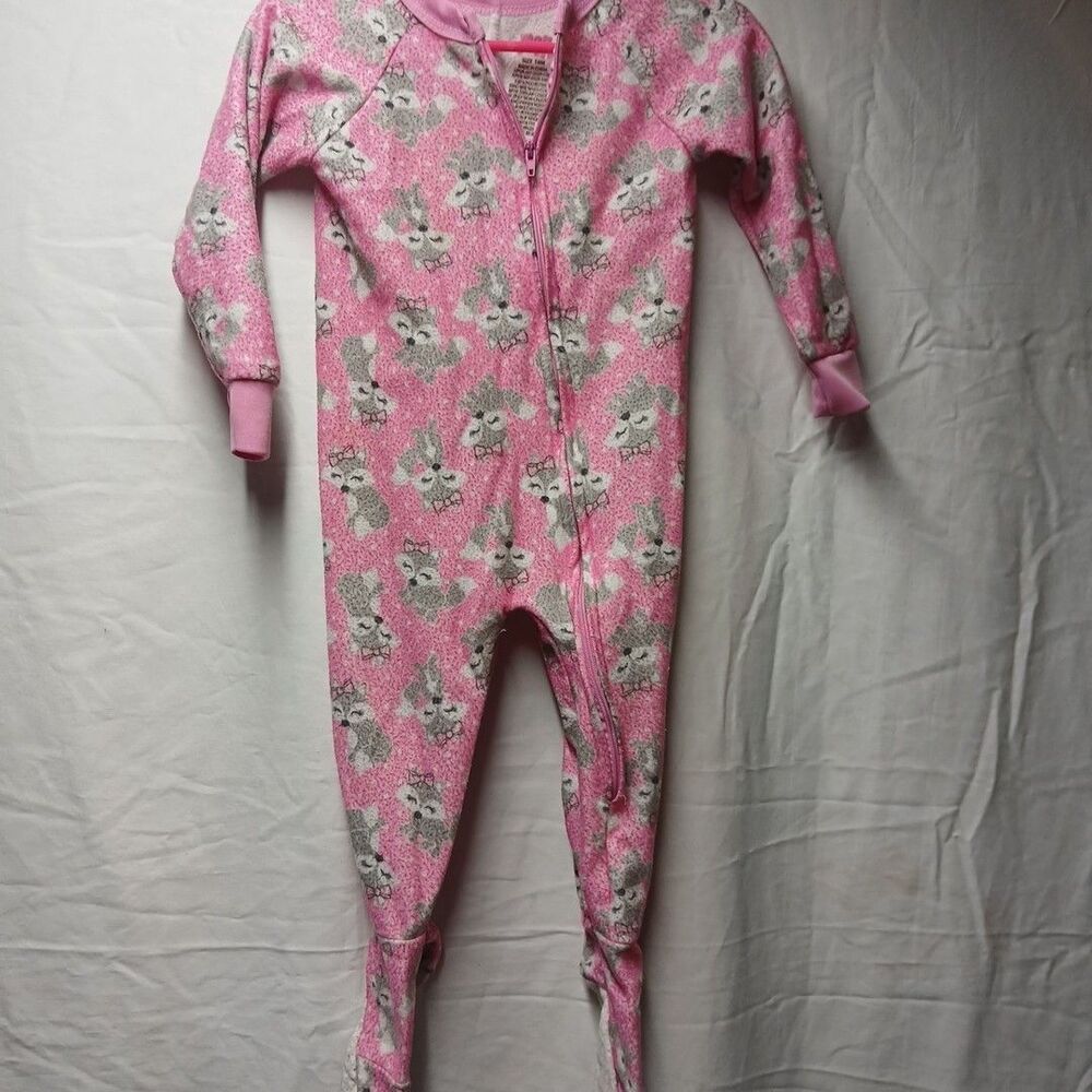 Mon Petit Toddler Girl Pink Foxes Footed Sleeper 18 Month